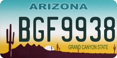 AZ license plate BGF9938