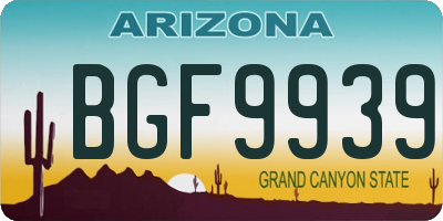 AZ license plate BGF9939