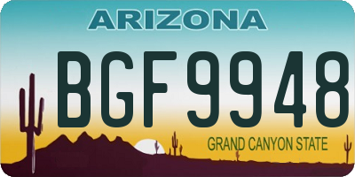AZ license plate BGF9948