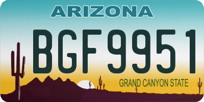 AZ license plate BGF9951