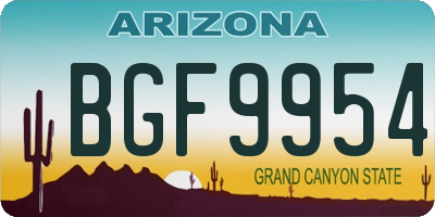 AZ license plate BGF9954