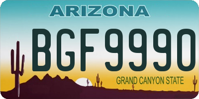 AZ license plate BGF9990