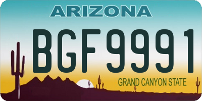AZ license plate BGF9991