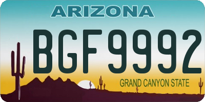 AZ license plate BGF9992