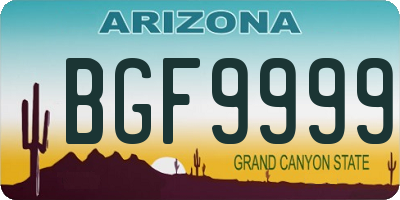 AZ license plate BGF9999