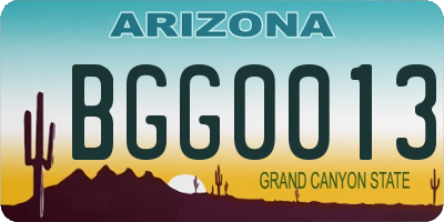 AZ license plate BGG0013