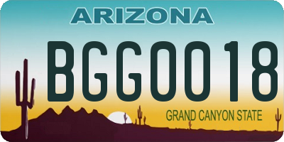 AZ license plate BGG0018