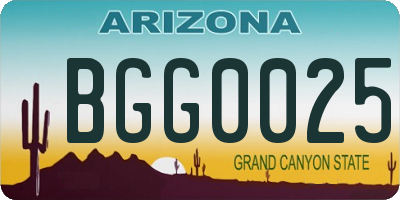AZ license plate BGG0025