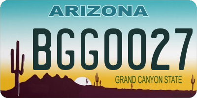 AZ license plate BGG0027