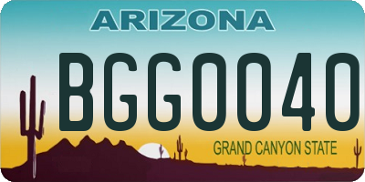 AZ license plate BGG0040