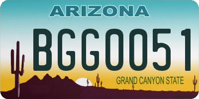 AZ license plate BGG0051