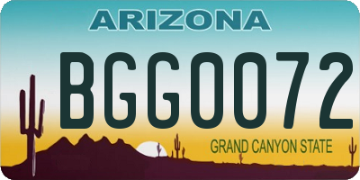 AZ license plate BGG0072