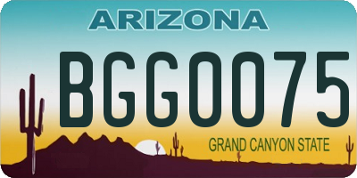 AZ license plate BGG0075