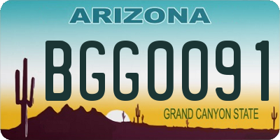 AZ license plate BGG0091