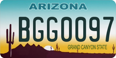 AZ license plate BGG0097