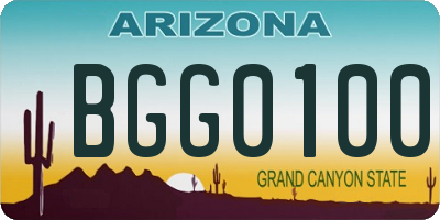 AZ license plate BGG0100