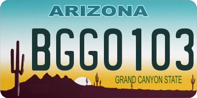 AZ license plate BGG0103