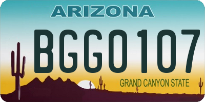 AZ license plate BGG0107