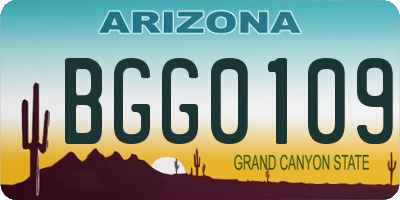 AZ license plate BGG0109