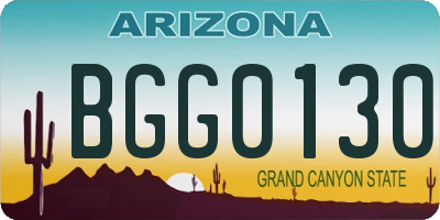 AZ license plate BGG0130