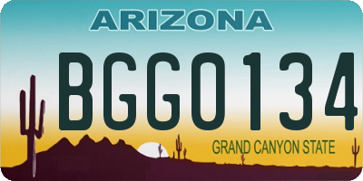 AZ license plate BGG0134