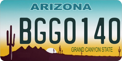 AZ license plate BGG0140