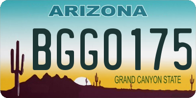 AZ license plate BGG0175