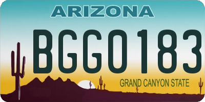 AZ license plate BGG0183