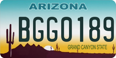 AZ license plate BGG0189