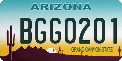 AZ license plate BGG0201