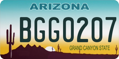AZ license plate BGG0207
