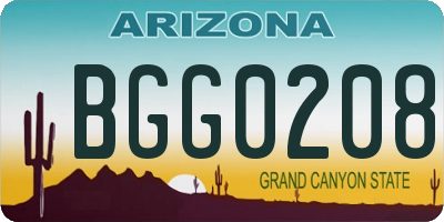AZ license plate BGG0208