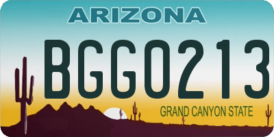 AZ license plate BGG0213