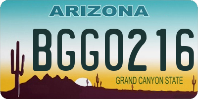 AZ license plate BGG0216