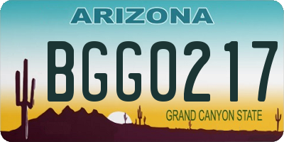 AZ license plate BGG0217