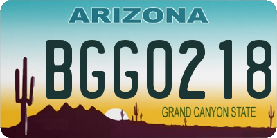 AZ license plate BGG0218