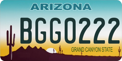AZ license plate BGG0222