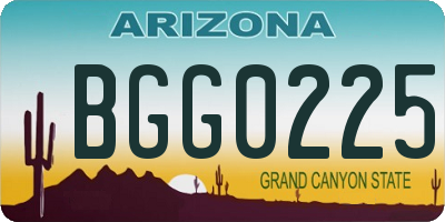AZ license plate BGG0225