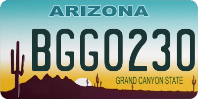AZ license plate BGG0230