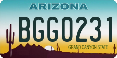 AZ license plate BGG0231