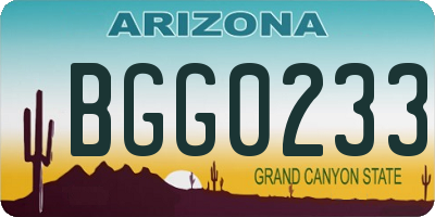 AZ license plate BGG0233