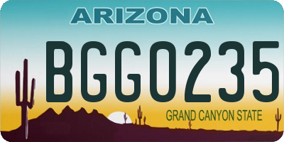 AZ license plate BGG0235