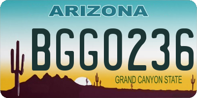 AZ license plate BGG0236