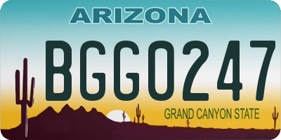 AZ license plate BGG0247