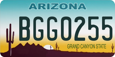 AZ license plate BGG0255