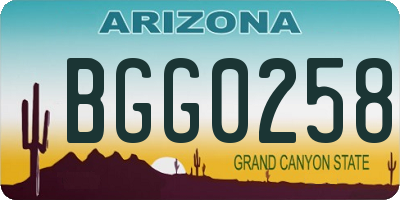 AZ license plate BGG0258