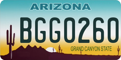 AZ license plate BGG0260