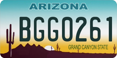 AZ license plate BGG0261