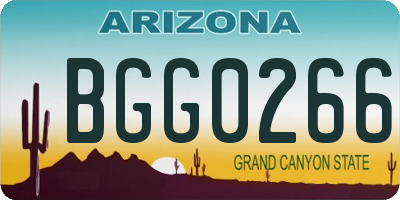 AZ license plate BGG0266
