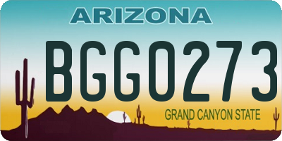 AZ license plate BGG0273